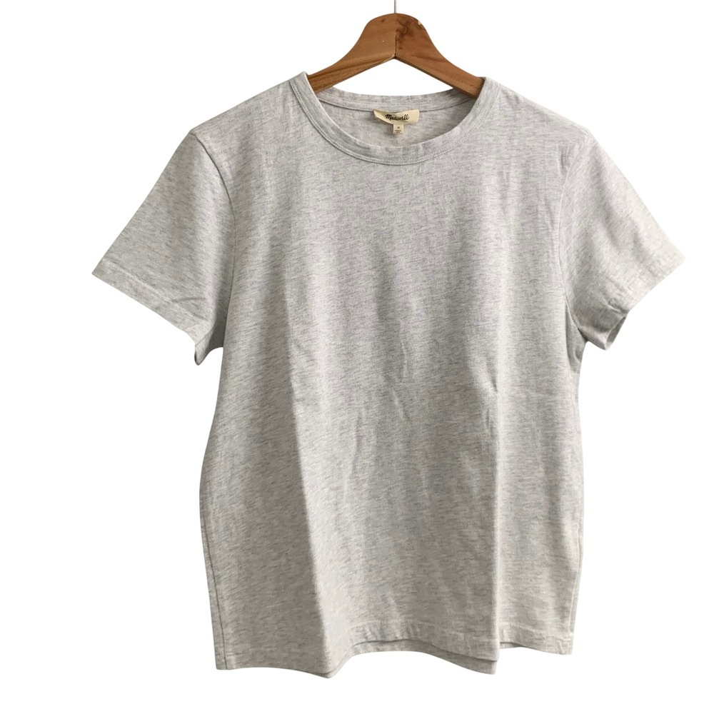 Madewell Womens Heather Gray Cotton Short Sleeve Crewneck T-Shirt NS581 Size M
